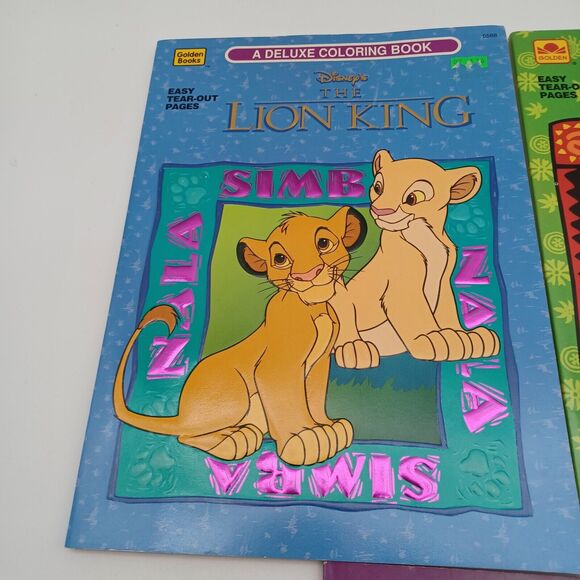 Vtg Golden Book Disney's Lion King Giant Coloring Book Paint With Water Lot Of 3 - Picture 3 of 8